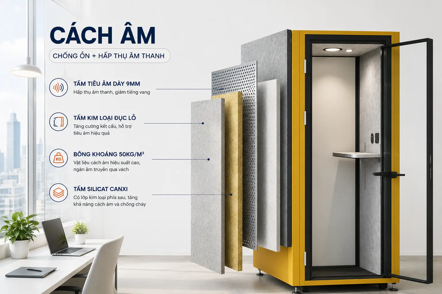 Cấu tạo Booth cách âm di động cá nhân QB FS-S1030