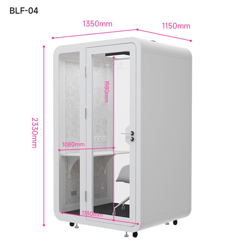 Booth cách âm cá nhân làm việc văn phòng mở QB BLF-04 kích thước 135x115cm