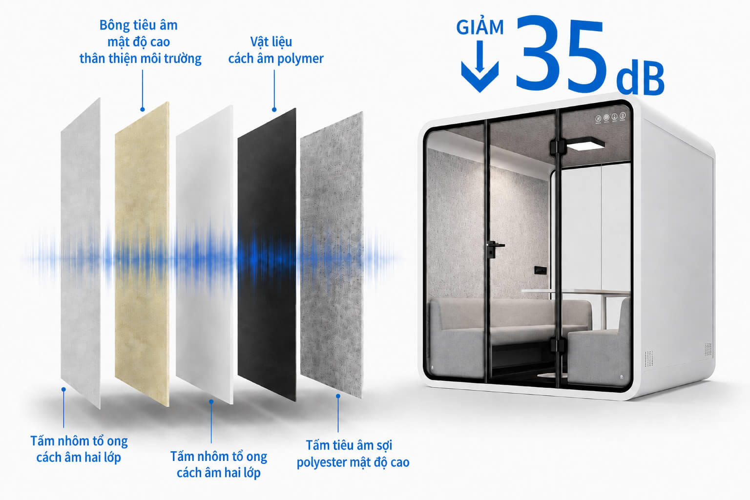 Buồng cách âm chuyên dùng cho phòng họp QB PD-XL2210