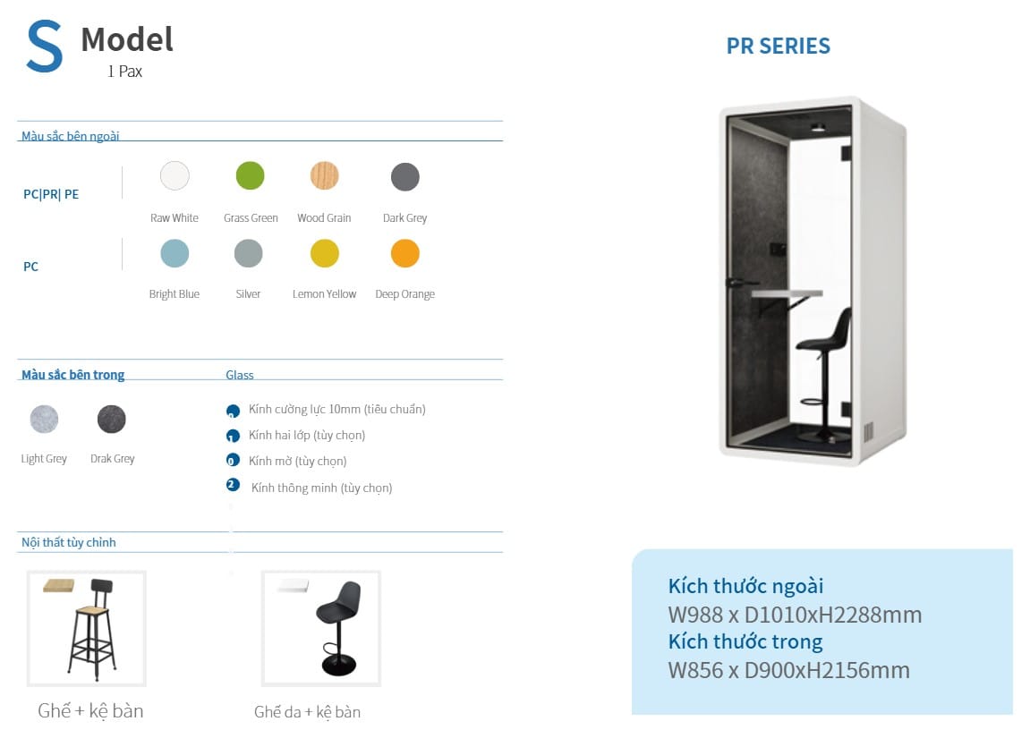 Cabin cách âm QB PD-PRS Phone Booth văn phòng nhỏ gọn 2