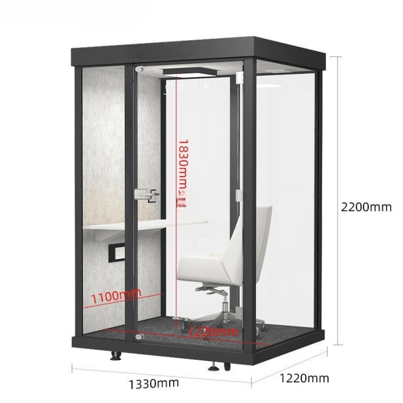 Cabin cách âm di động khung thép kính cường lực QB BLF-02 (2)