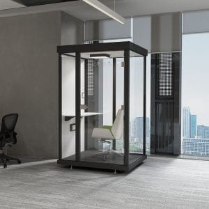 Cabin cách âm di động khung thép kính cường lực QB BLF-02
