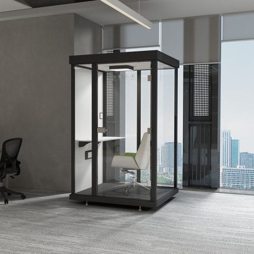 Cabin cách âm di động khung thép kính cường lực QB BLF-02