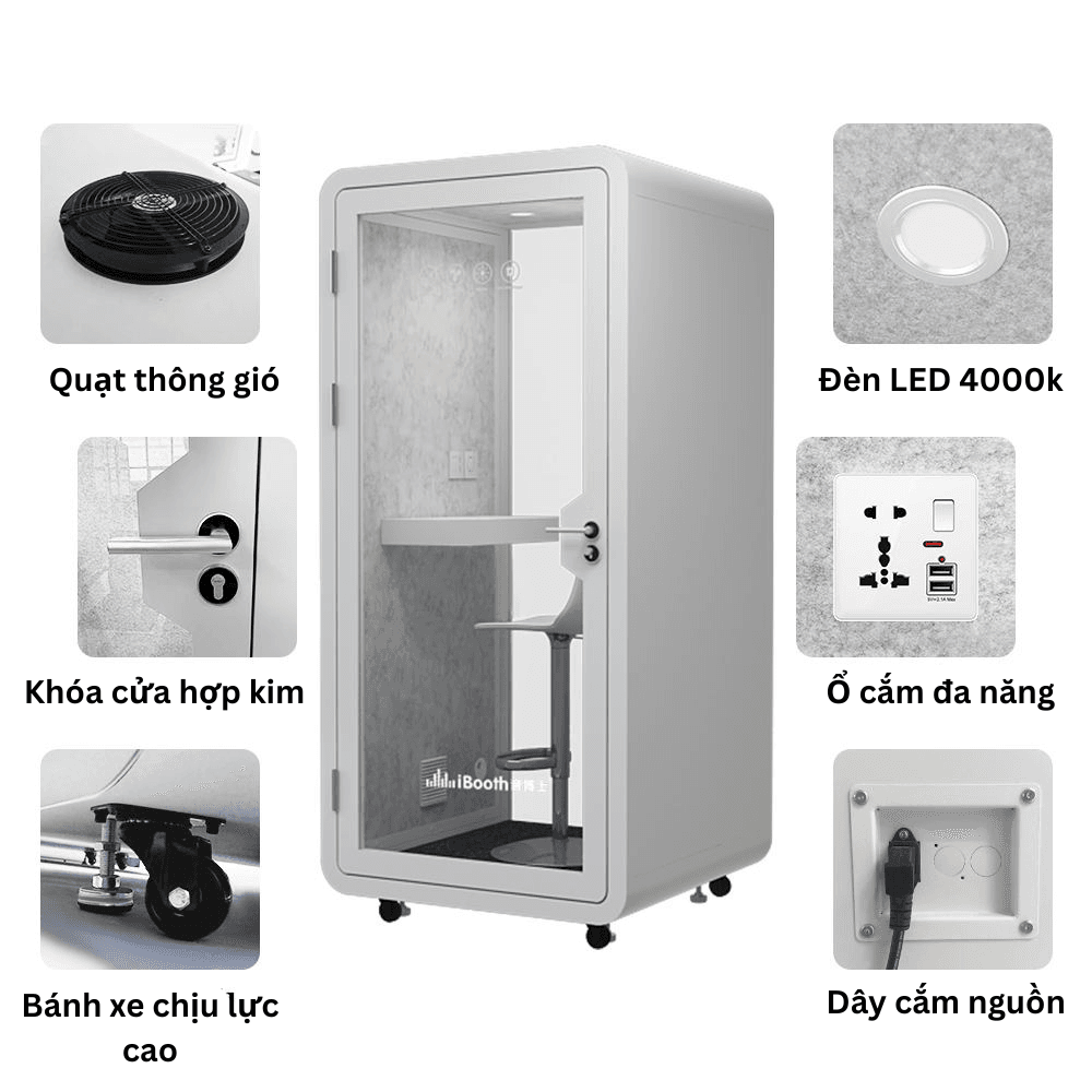 Cấu tạo Cabin cách âm 1 chỗ làm việc cá nhân QB BLF-05