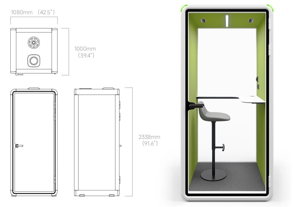 Kích thước Ảnh thực tế Phone Booth văn phòng HC ZB-01S