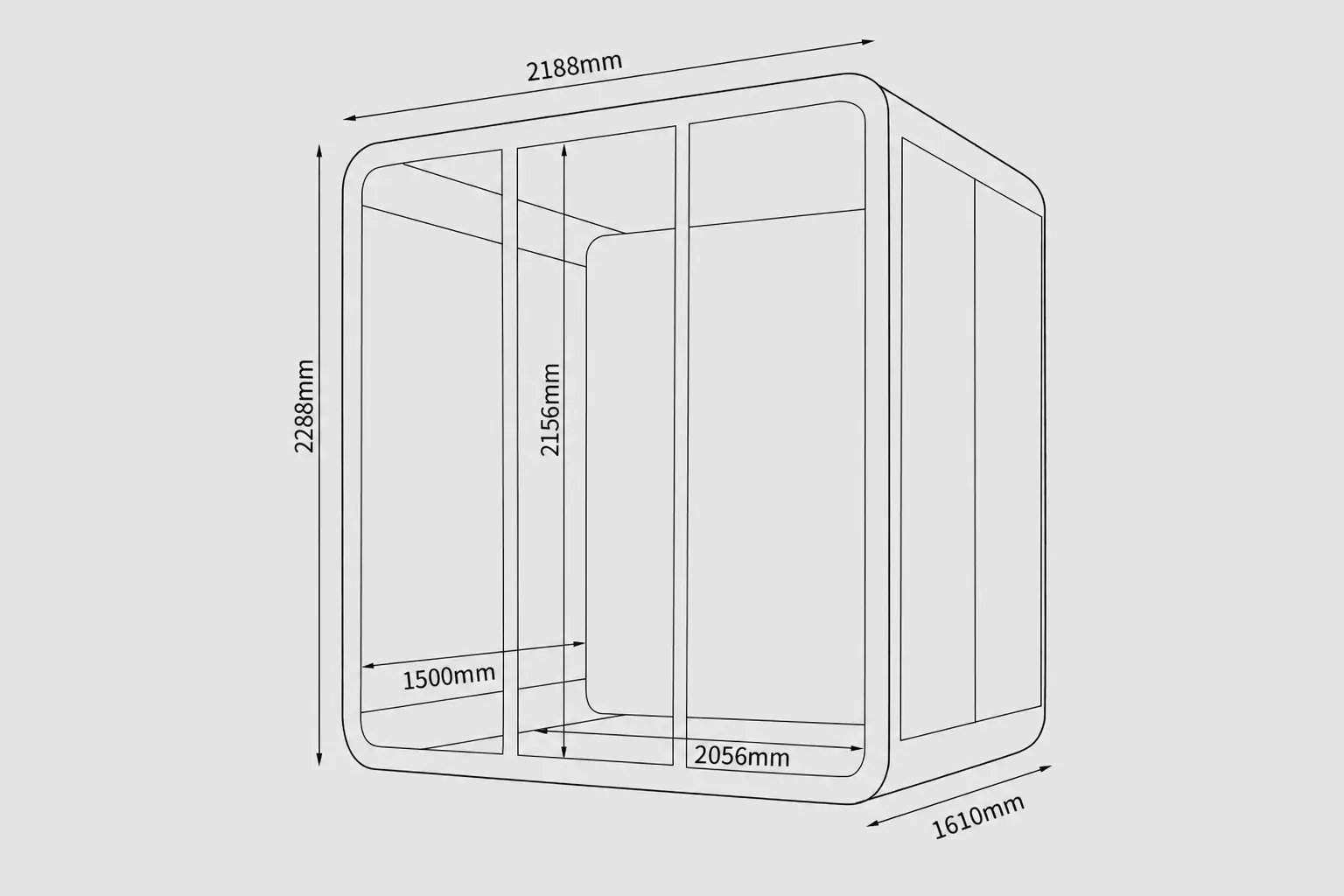 Kích thước Cấu tạo Module Cabin cách âm di động kích thước lớn QB PD-LPC16103