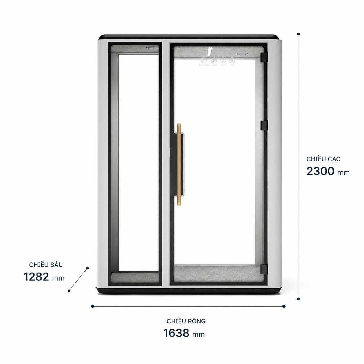 Kích thước POD cách âm 2 người QB LD–2DP