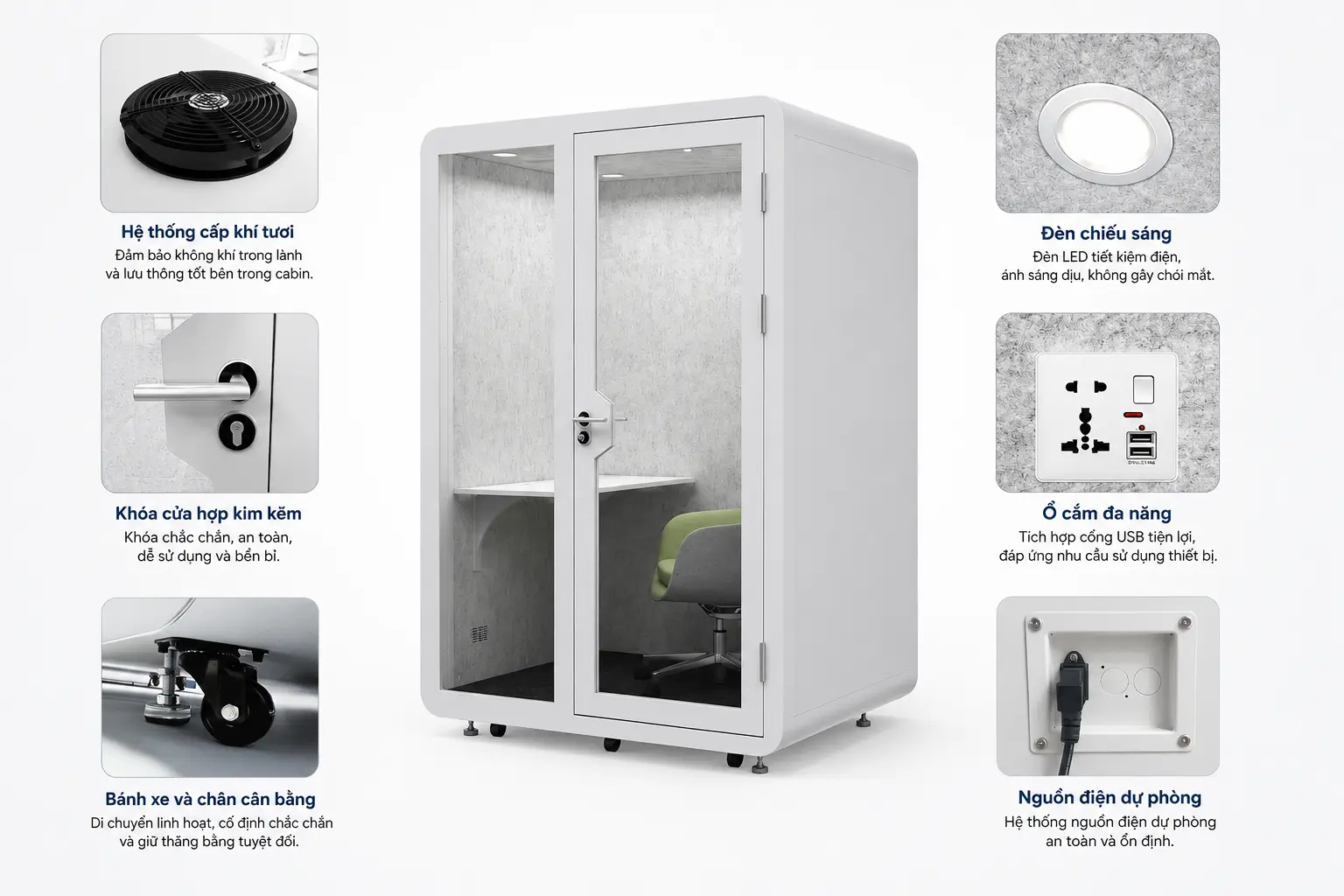 Phòng cách âm di động thu âm và chơi nhạc cụ QB BLF-01 cấu tạo các thành phần