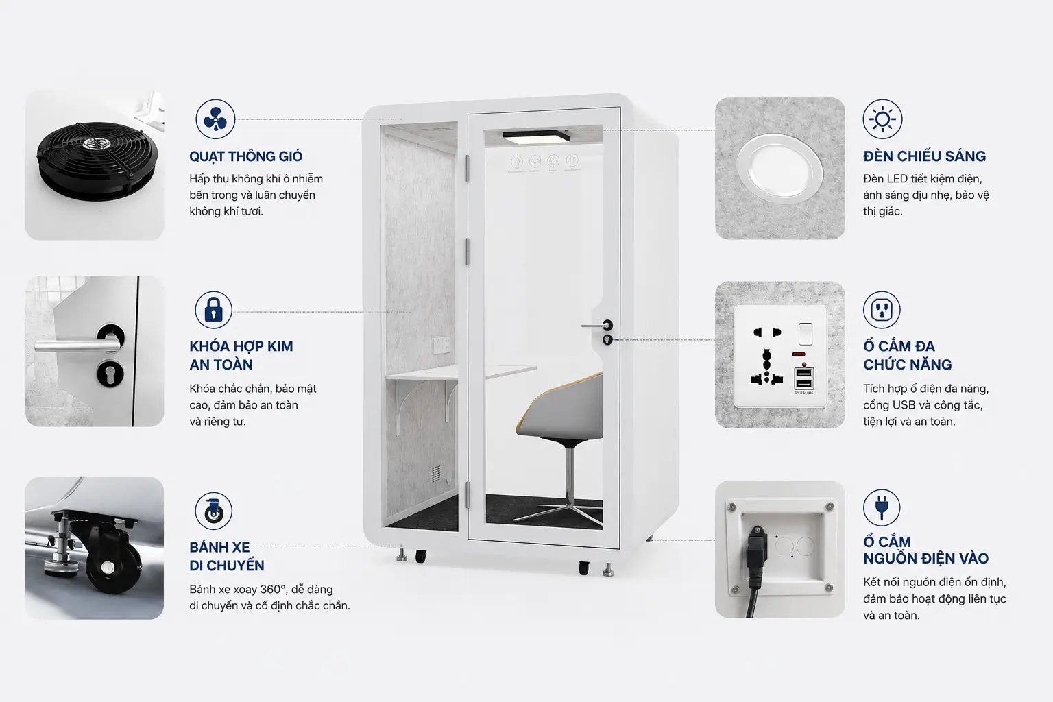 Thành phần Booth cách âm cá nhân làm việc văn phòng mở QB BLF-04