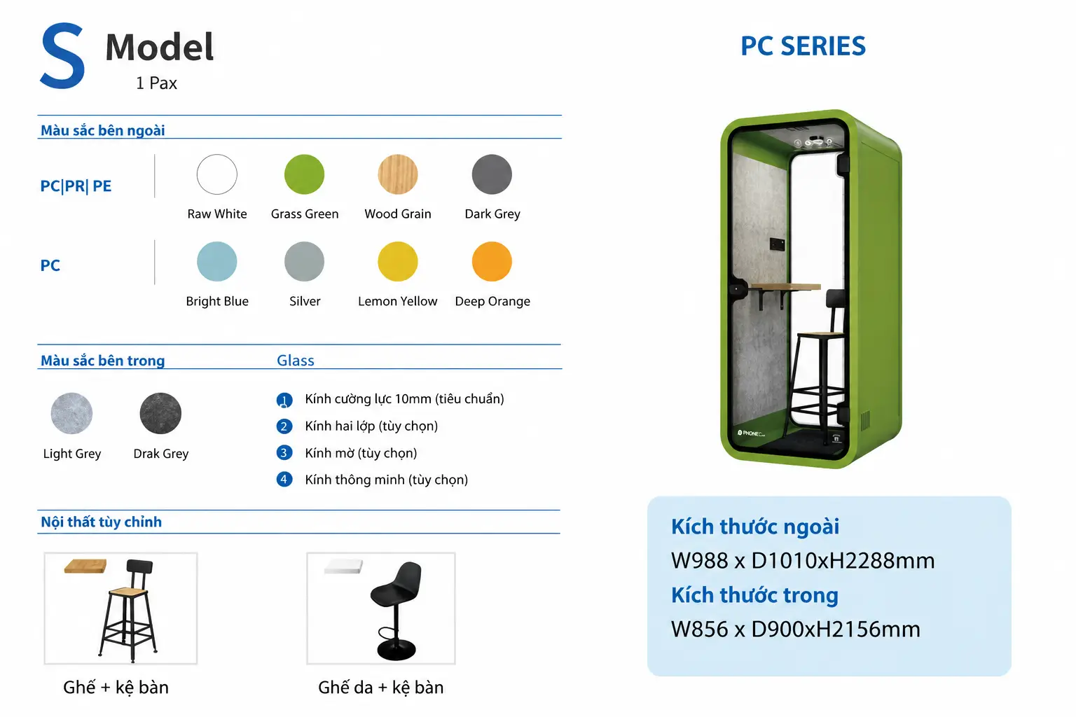 Thông số kĩ thuật Cabin cách âm di động cao cấp QB PD-PCS1010