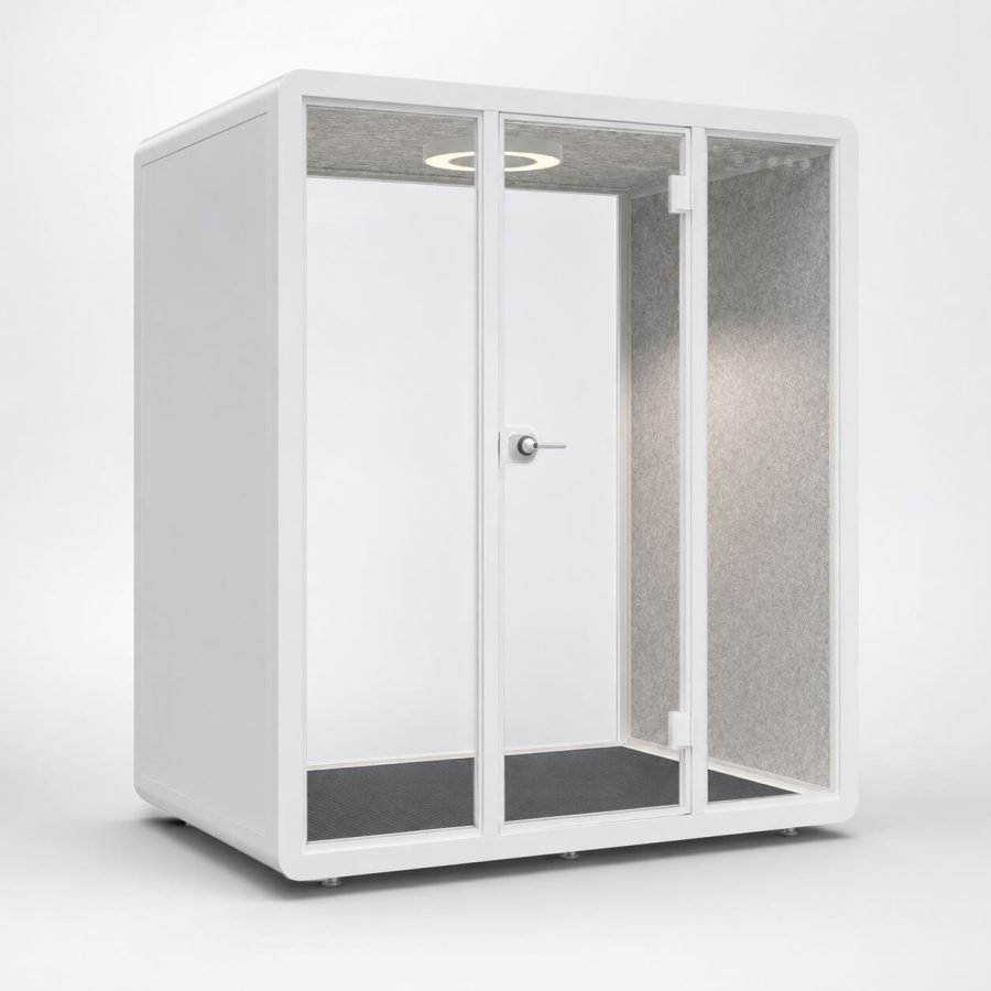 Cabin cách âm 4 người họp nhóm trao đổi QH-YPL màu trắng