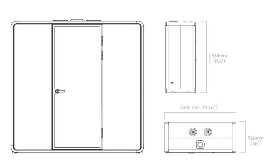 Kích thước POD cách âm di động 2 người HC ZB-03SL