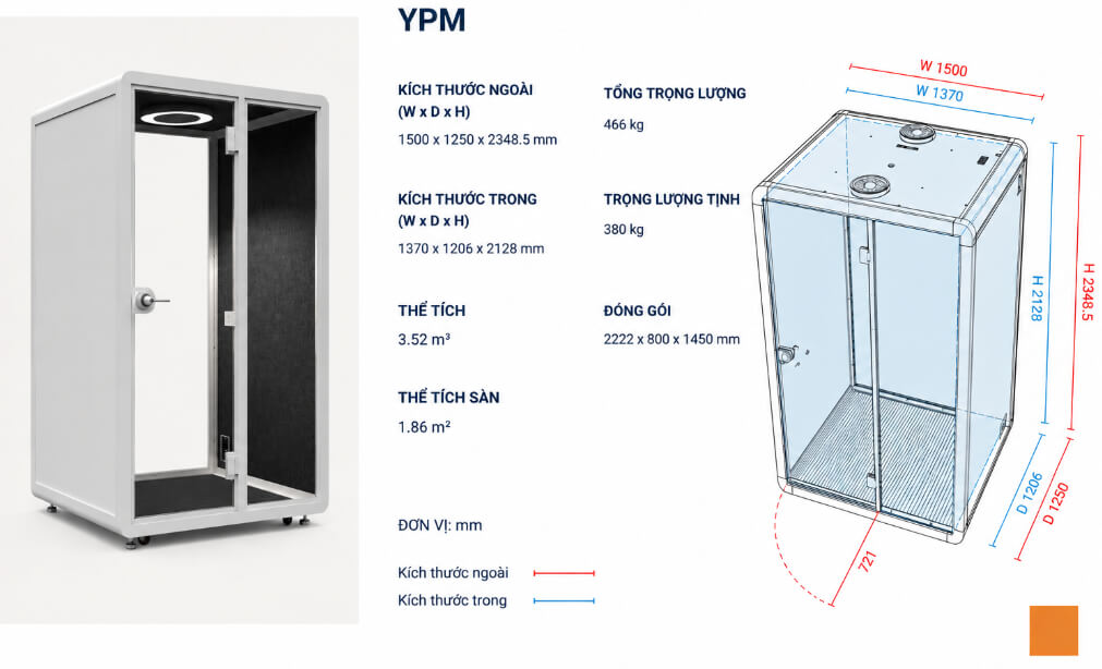 Thông số kỹ thuật Booth cách âm cá nhân QH-YPM (2)