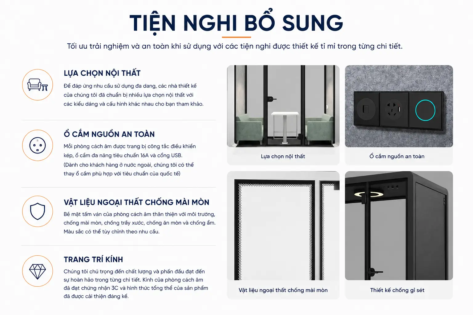 Tiện nghi cabin cách âm QH