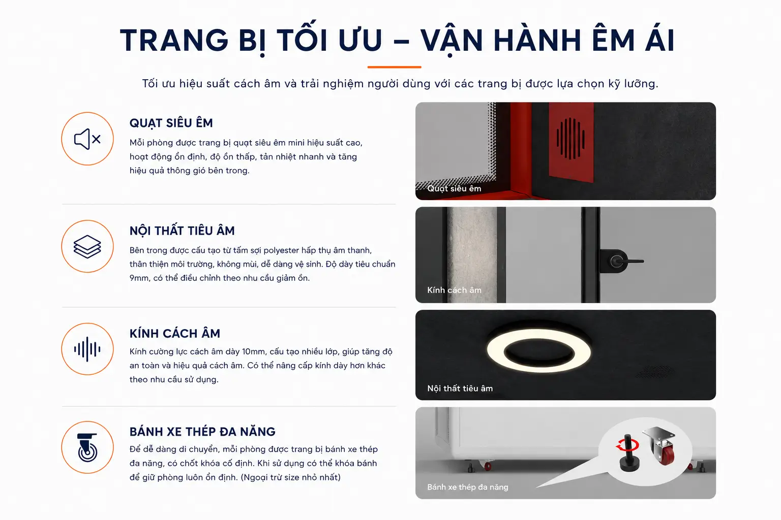 Tiện nghi trang bị cabin cách âm QH