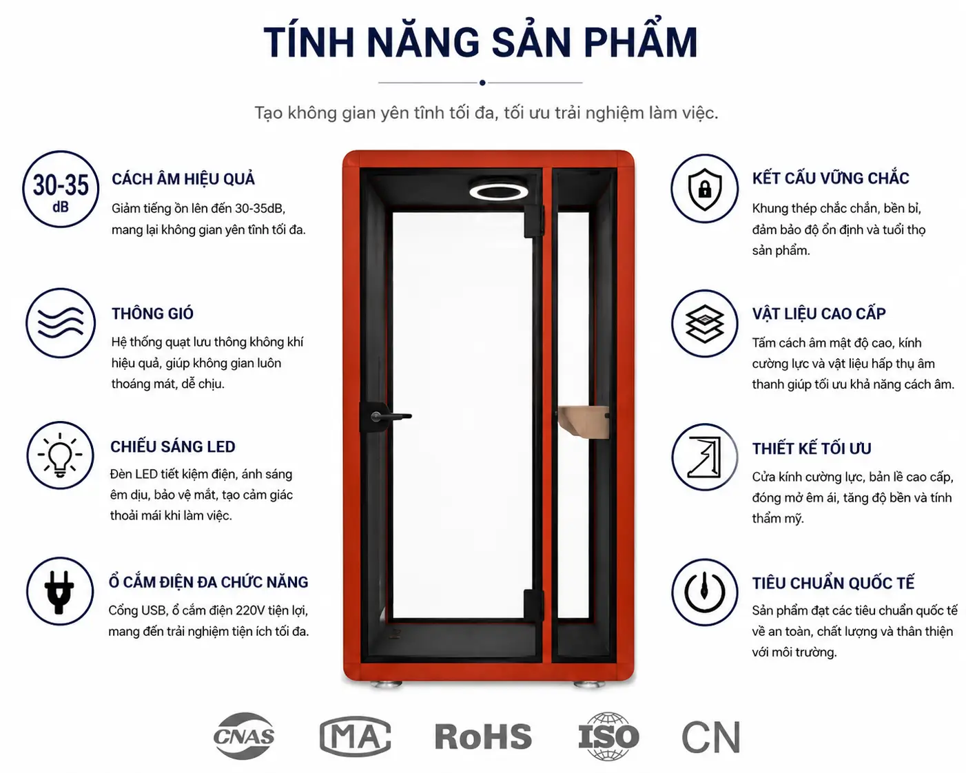 Tính năng sản phâm Cabin cách âm di động cá nhân QH-YP2S