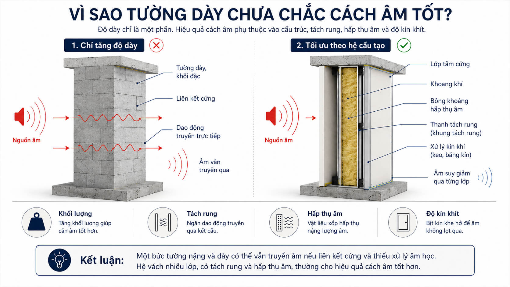 Bốn nguyên lý cốt lõi của vách tường cách âm