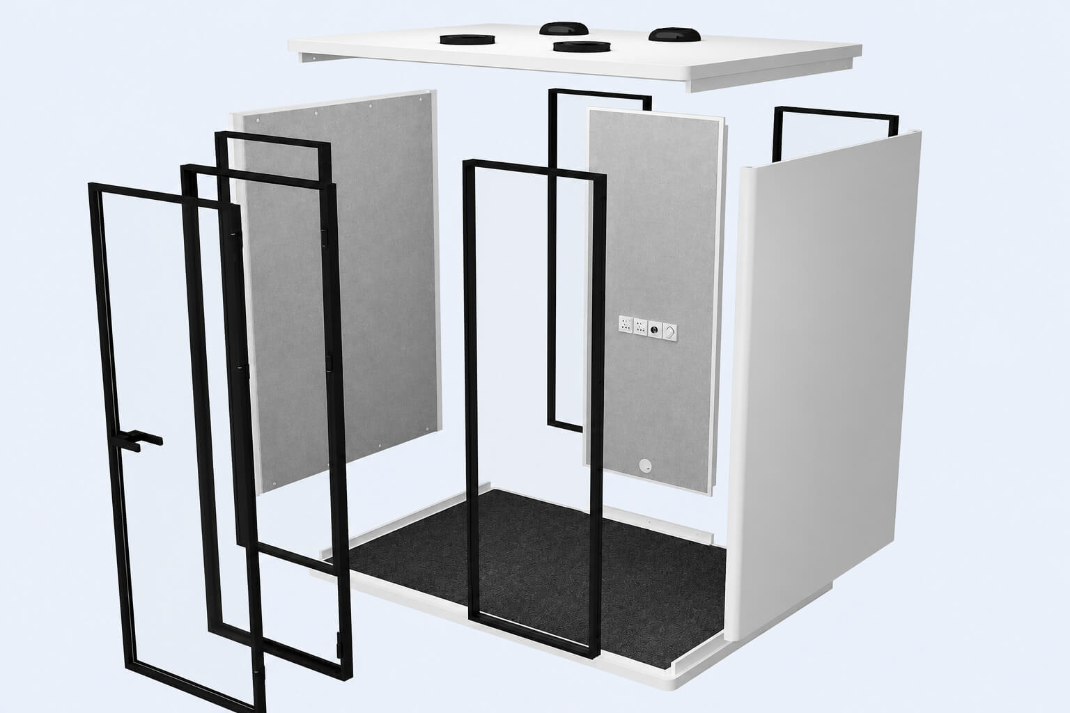 Cấu tạo module Cabin cách âm 4 người XDH-L-F3 cho văn phòng mở (4)