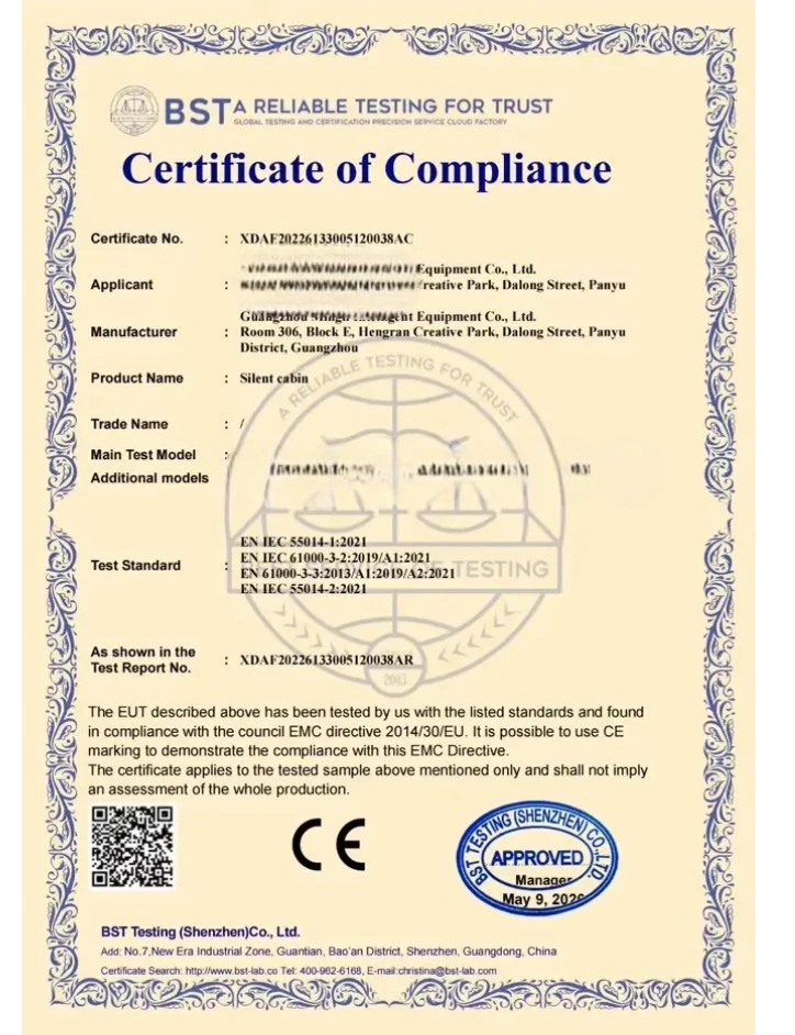 Chứng nhận EMC cabin cách âm di động