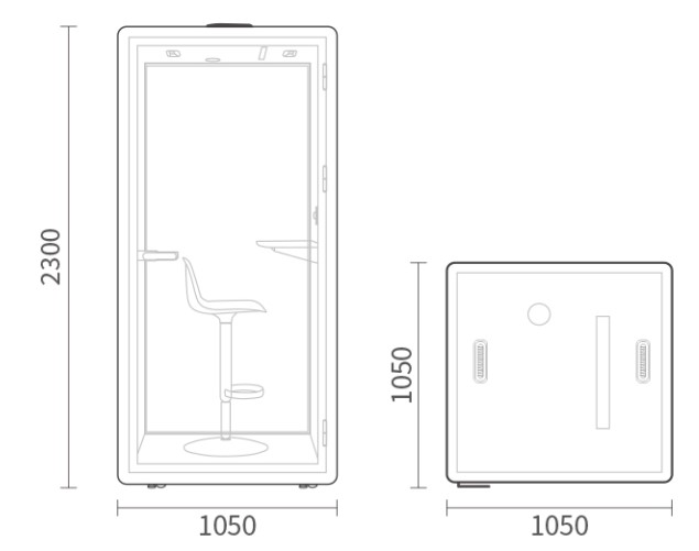 Kích thước Phone booth văn phòng XDH-S-F1 cảm biến thông minh