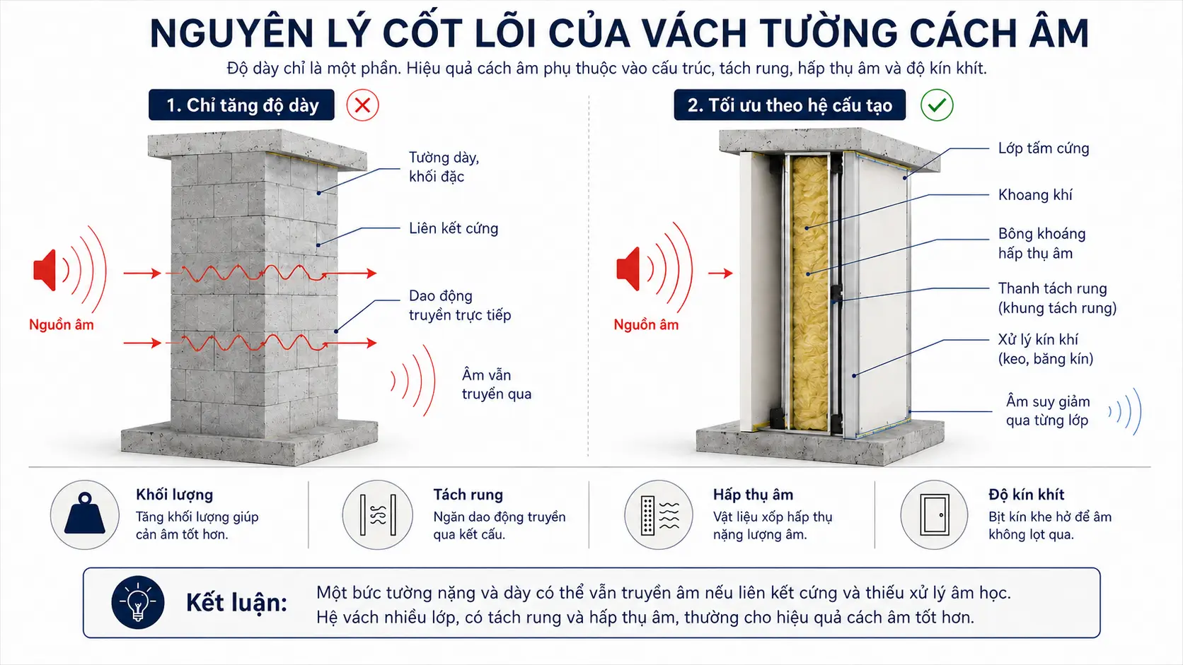 Nguyên lý cốt lõi của vách tường cách âm