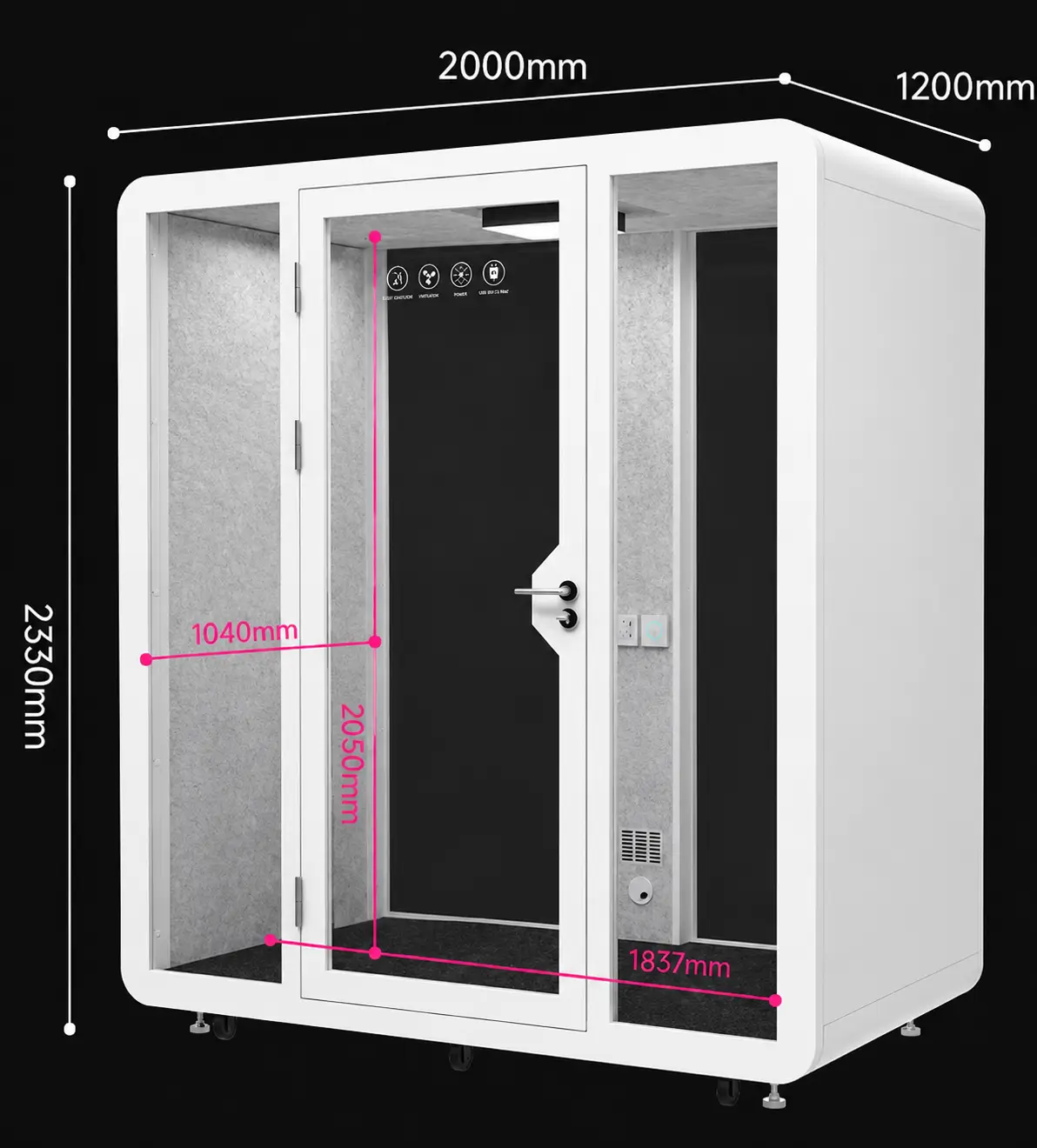 Cabin cách âm XDH-19 kích thước2000 x 1200 x 2330 mm
