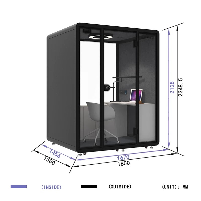Kích thước Cabin cách âm 4 người QH-YPSL không gian họp nhóm yên tĩnh