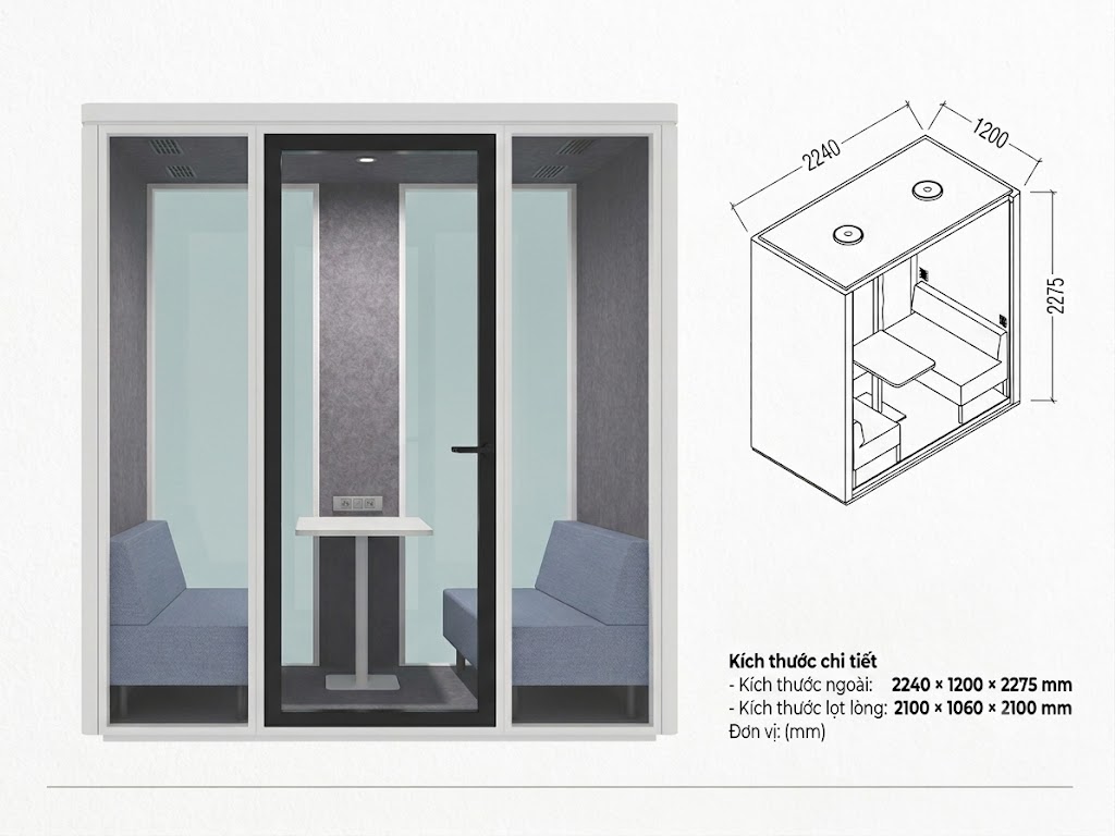 Cabin cách âm QB FS-PM phòng họp mini 2 người