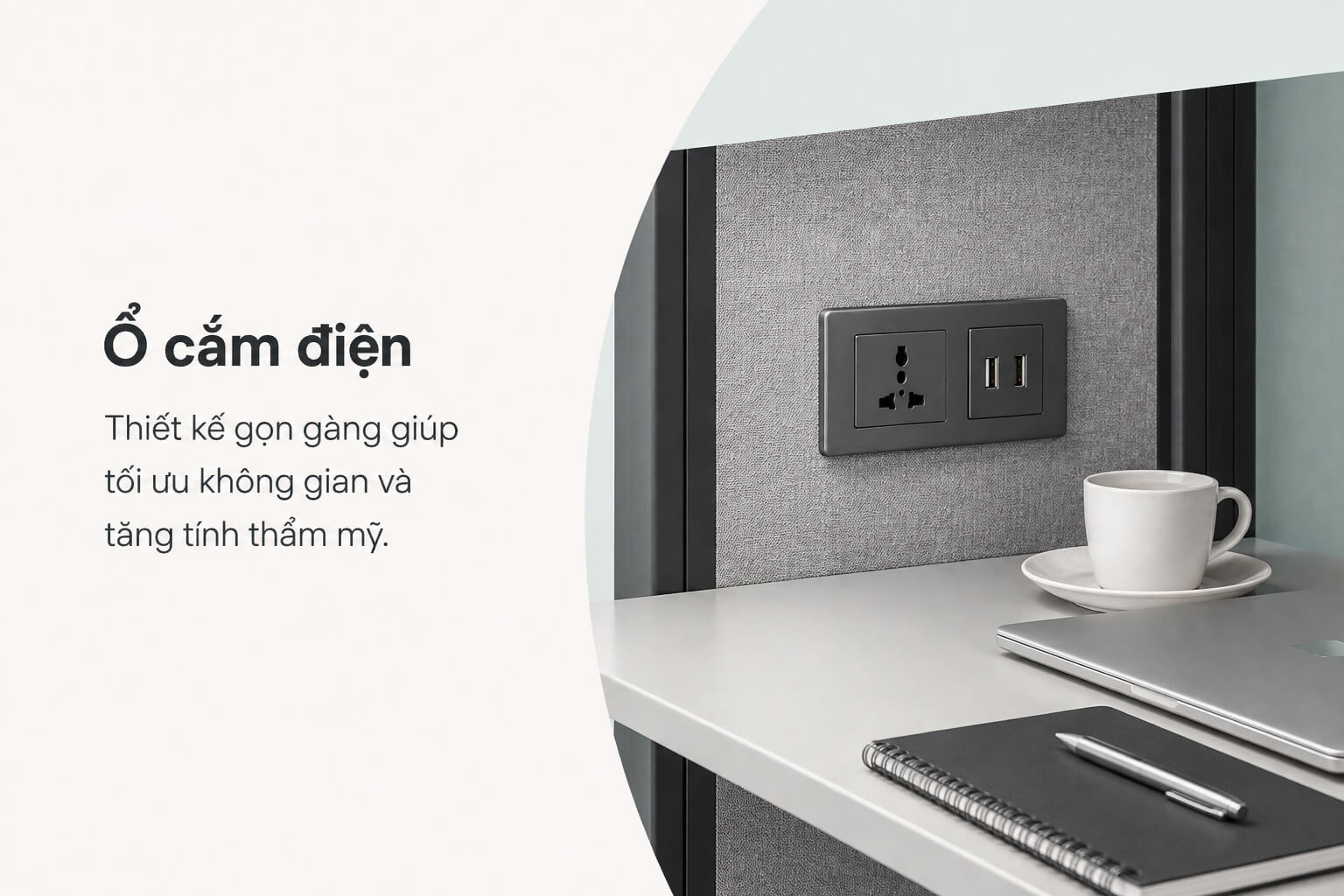 Ổ điện và USB tích hợp cabin cách âm di đoonjg